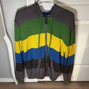 Billabong Men's Colorful Striped Zip-Up Sweater